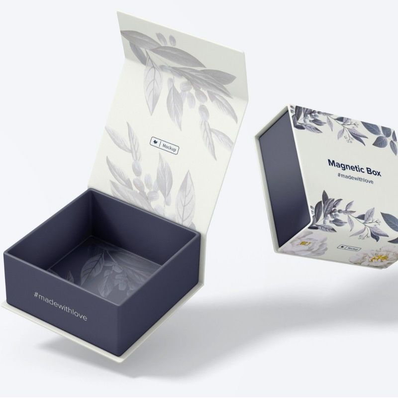 Two Sided Magnetic Gift Box Hot Stamping Custom Jewelry Perfume Flip Top Gift Box