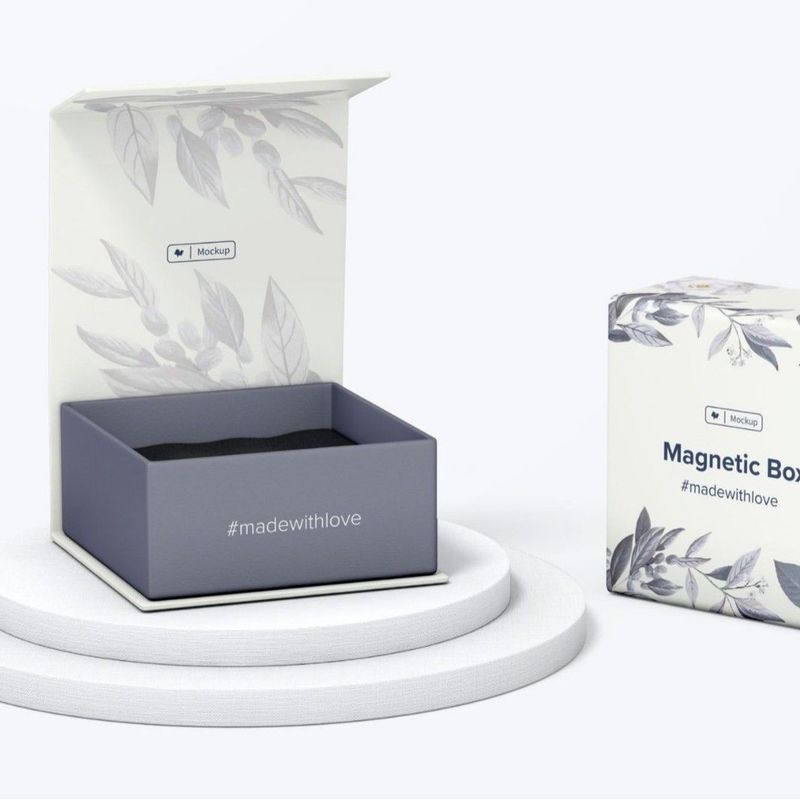Two Sided Magnetic Gift Box Hot Stamping Custom Jewelry Perfume Flip Top Gift Box