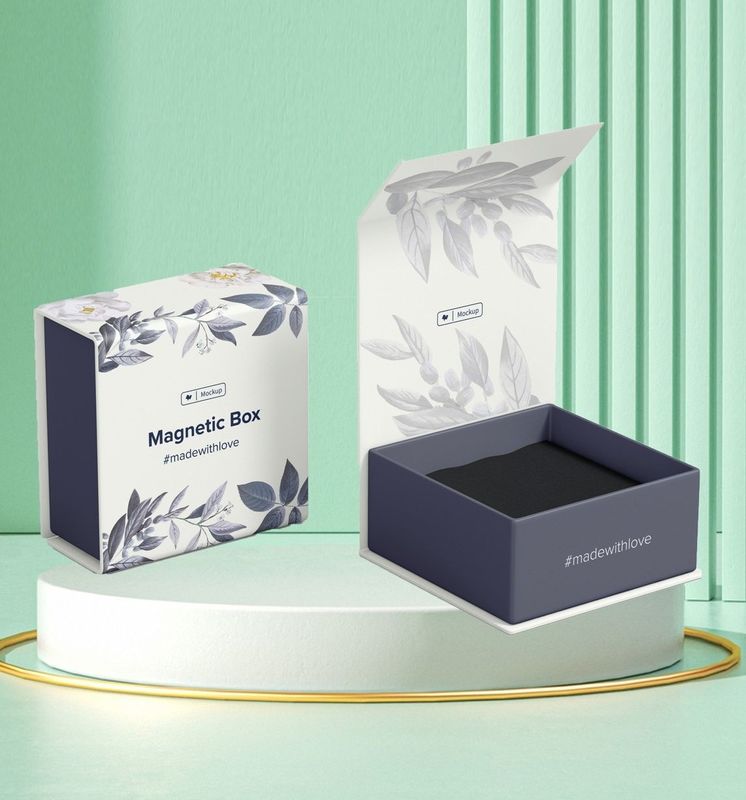 Two Sided Magnetic Gift Box Hot Stamping Custom Jewelry Perfume Flip Top Gift Box