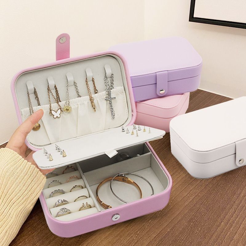 Portable Square Mini Jewelry Travel Case Rings Earrings Necklace Wedding Party Gift Box