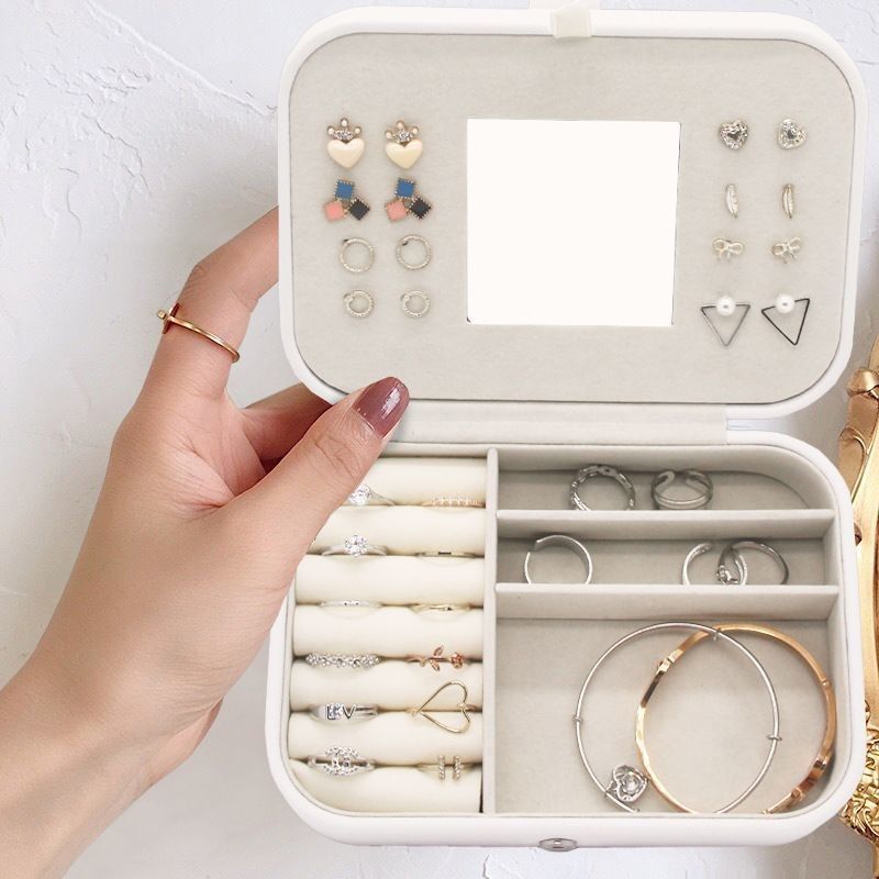 Portable Square Mini Jewelry Travel Case Rings Earrings Necklace Wedding Party Gift Box