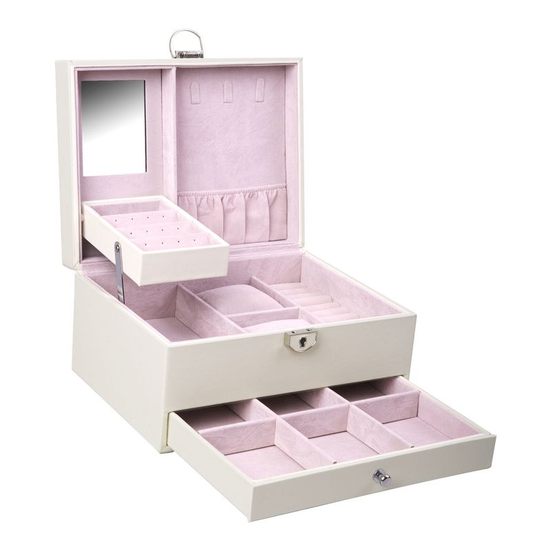 Medium Open Way Clamshell PU Leather Jewelry Set/Ring/Eearring/Necklace/Bracelet/Watch Storage Box for and Luxury Jewelry