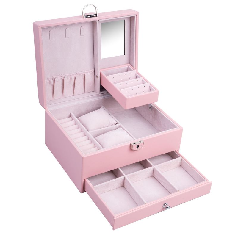 Medium Open Way Clamshell PU Leather Jewelry Set/Ring/Eearring/Necklace/Bracelet/Watch Storage Box for and Luxury Jewelry