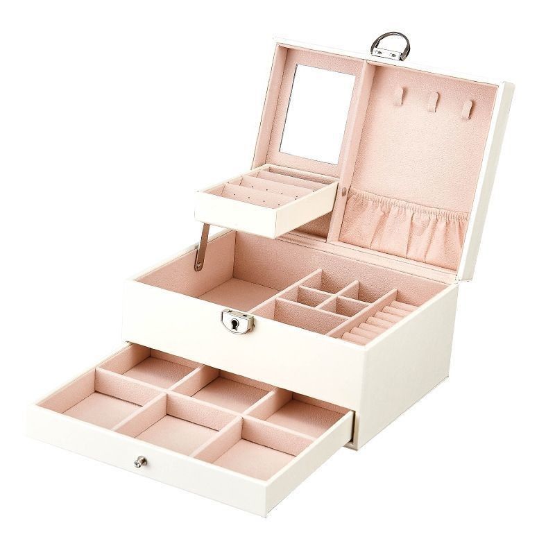 Medium Open Way Clamshell PU Leather Jewelry Set/Ring/Eearring/Necklace/Bracelet/Watch Storage Box for and Luxury Jewelry