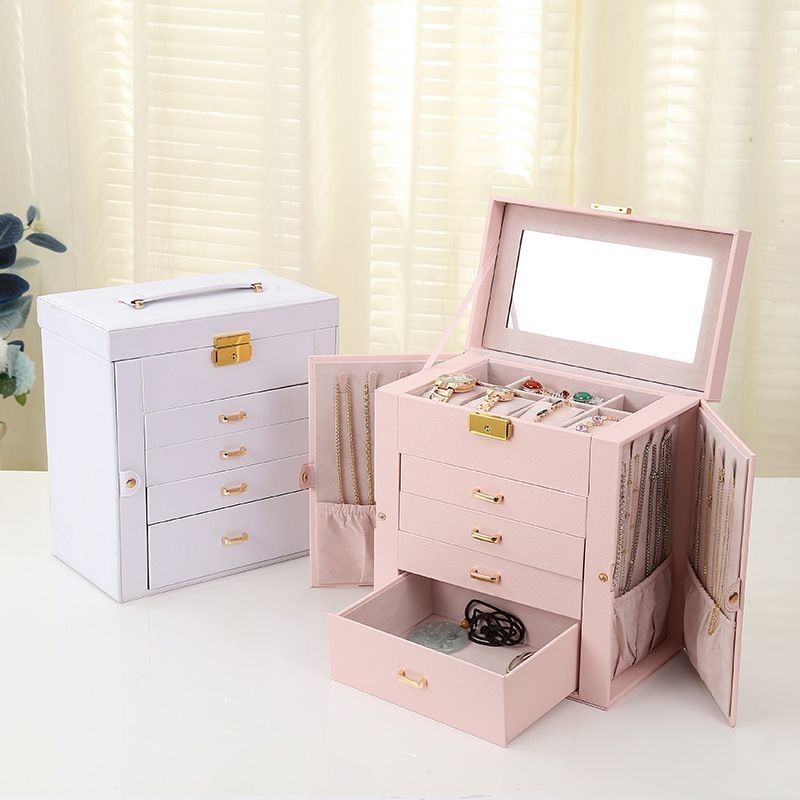 Medium Open Way Clamshell PU Leather Jewelry Set/Ring/Eearring/Necklace/Bracelet/Watch Storage Box for and Luxury Jewelry