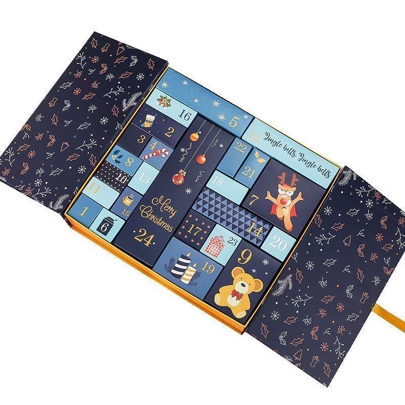Open Door Magnet Cardboard Paper Gift Box For Cosmetic Jewelry Makeup Advent Calendar