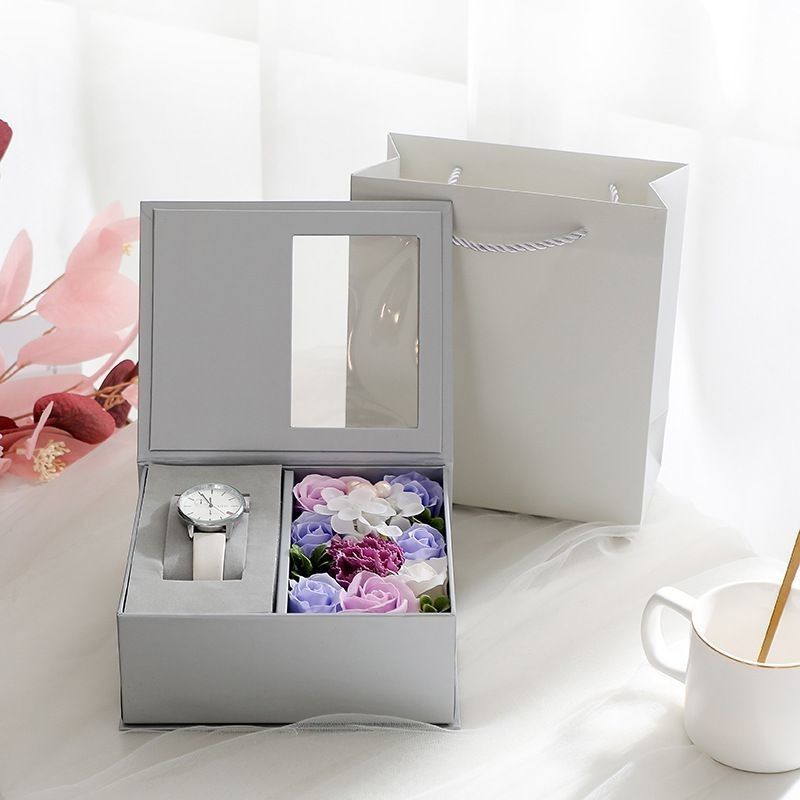 Luxury Black Cardboard Valentine'S Day Flower Gift Box 1.0 - 3.0mm Thickness