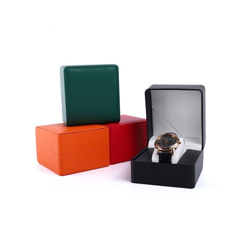 Customized PU Leather Material Paper Cardboard Watch Gift Packaging Box for Display and Storage