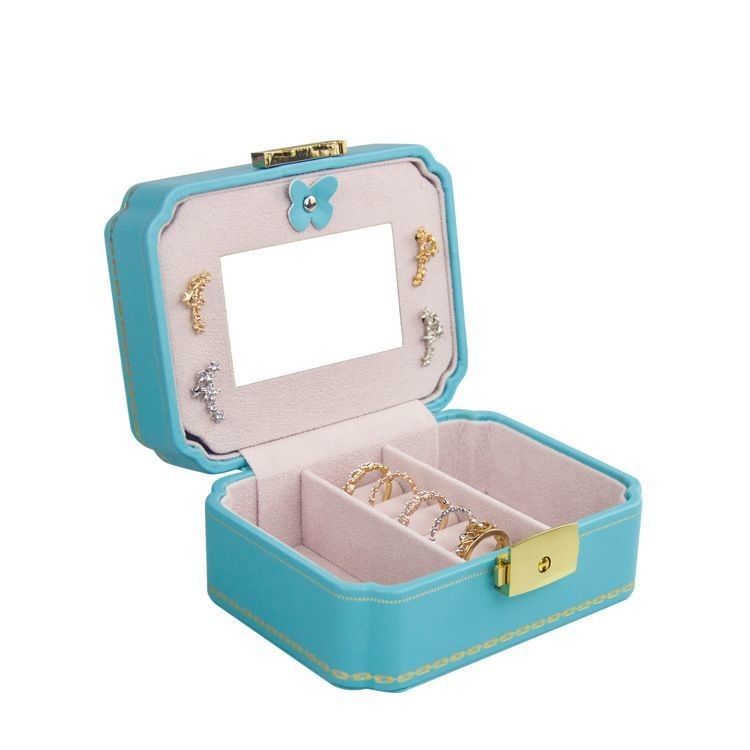 Customized Box Creative PU Jewelry Box for European Jewelry Portable Travel Earring Jewelry Storage Bag Double Storage Box