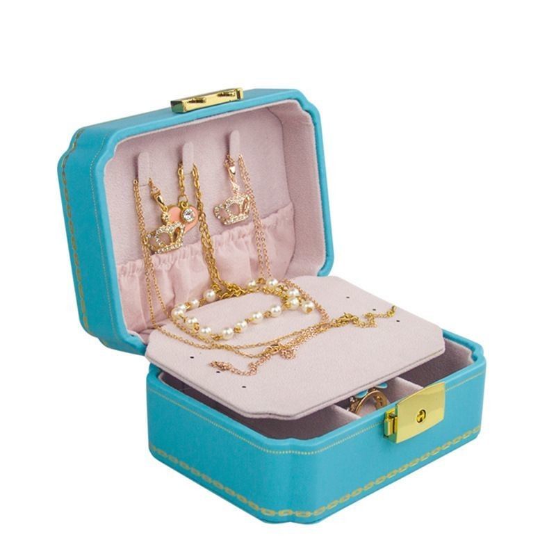 Customized Box Creative PU Jewelry Box for European Jewelry Portable Travel Earring Jewelry Storage Bag Double Storage Box