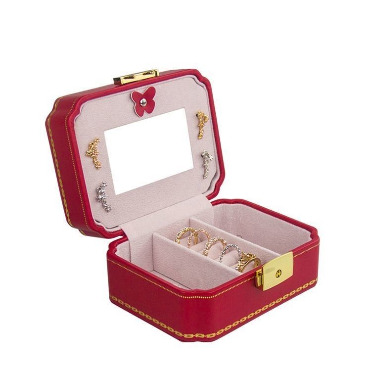 Customized Box Creative PU Jewelry Box for European Jewelry Portable Travel Earring Jewelry Storage Bag Double Storage Box