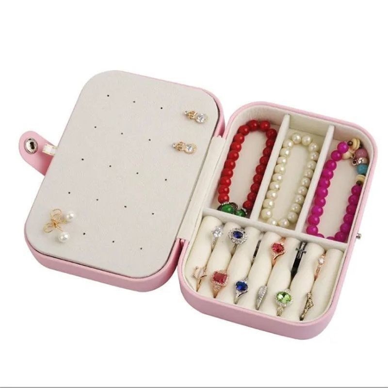 Custom Logo Luxury Jewelry Packaging Box PU Leather Flocking Storage Case Gift Box for Jewelry Necklace Ring