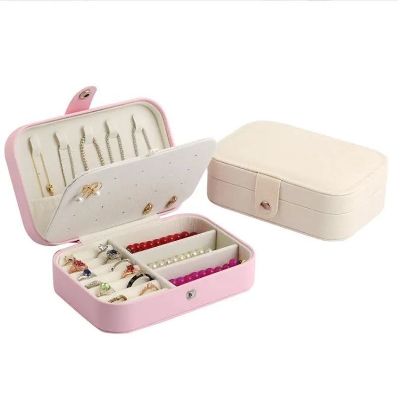 Custom Logo Luxury Jewelry Packaging Box PU Leather Flocking Storage Case Gift Box for Jewelry Necklace Ring