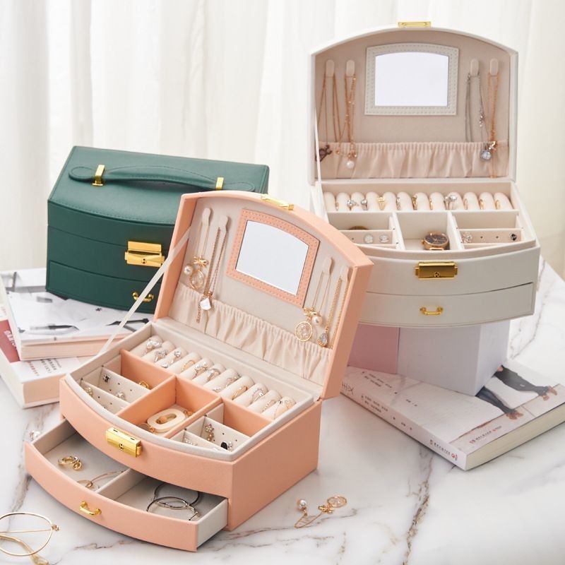 Luxury Jewelry Display Box PU Leather Jewellery Box For Ring / Necklace Storage