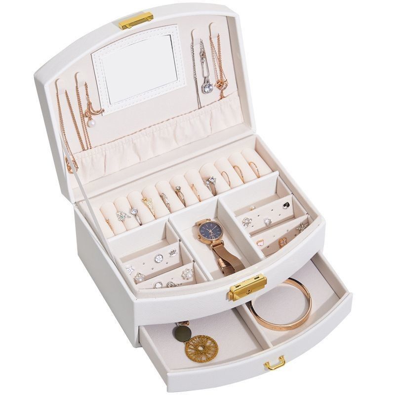 Luxury Jewelry Display Box PU Leather Jewellery Box For Ring / Necklace Storage