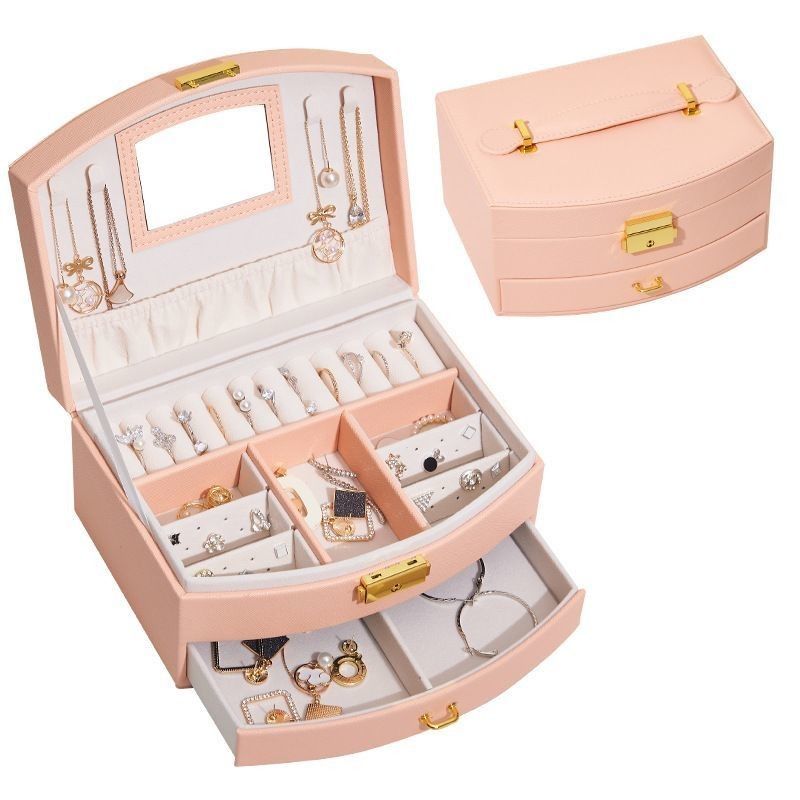 Luxury Jewelry Display Box PU Leather Jewellery Box For Ring / Necklace Storage