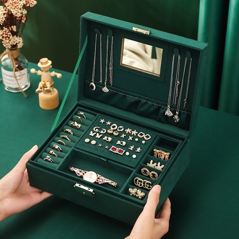 Customizable Multi-Layer Jewelry Box for Necklace and Watch Storage 23*17*8.5cm
