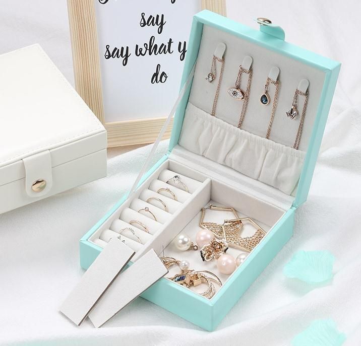 Square Custom Printed Display Boxes For Luxury PU Leather Jewelry Set Arts And Crafts