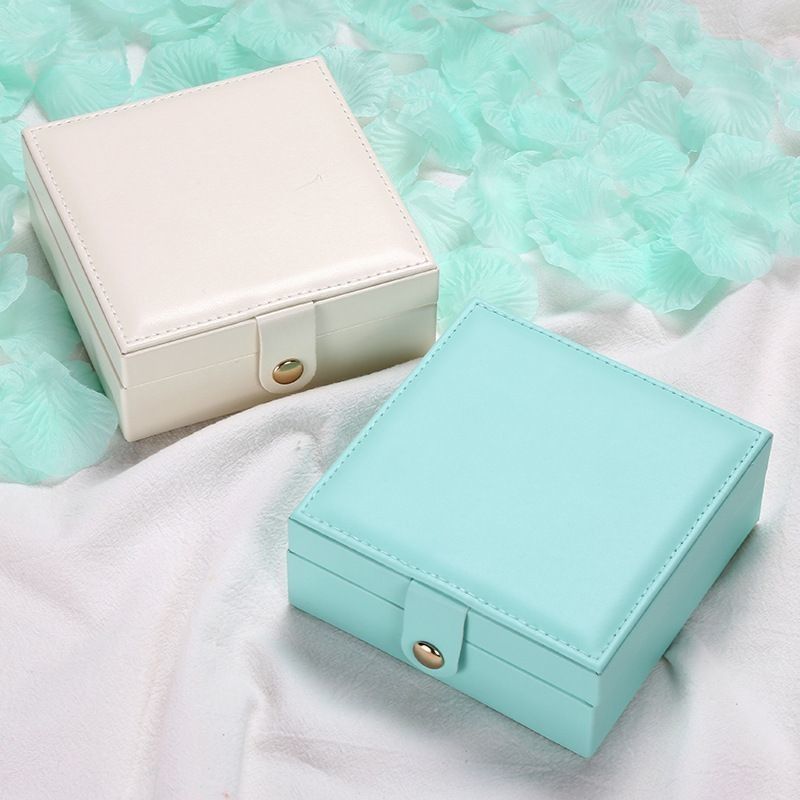 Square Custom Printed Display Boxes For Luxury PU Leather Jewelry Set Arts And Crafts