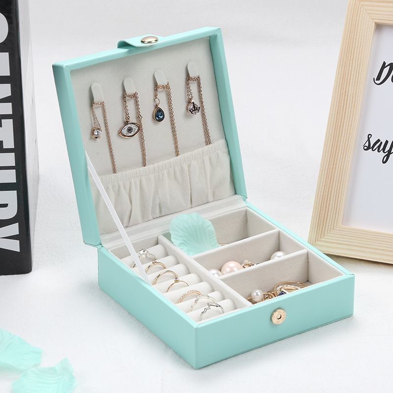 Square Custom Printed Display Boxes For Luxury PU Leather Jewelry Set Arts And Crafts