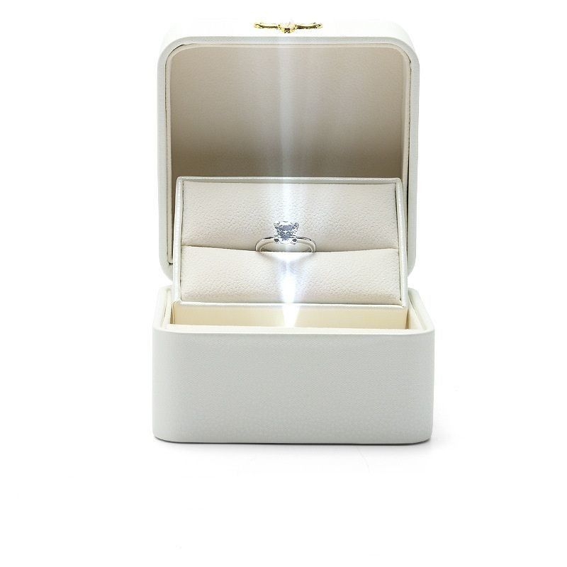 End Creative LED Light-Emitting Lamp Engagement Ring Display Box Single Ring Pendant Jewelry Box Gift Box PU Leather Box