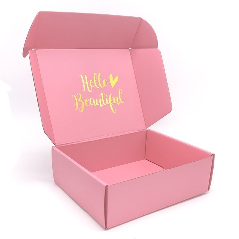 Custom Pink Clothes Jewelry Cosmetic Makeup Food Electronic Folding Corrugated Carton Mailer Box