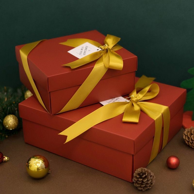 Ribbon Bow Tie Gift Box Packaging Lid And Base Luxury Gift Paper Packaging Boxes