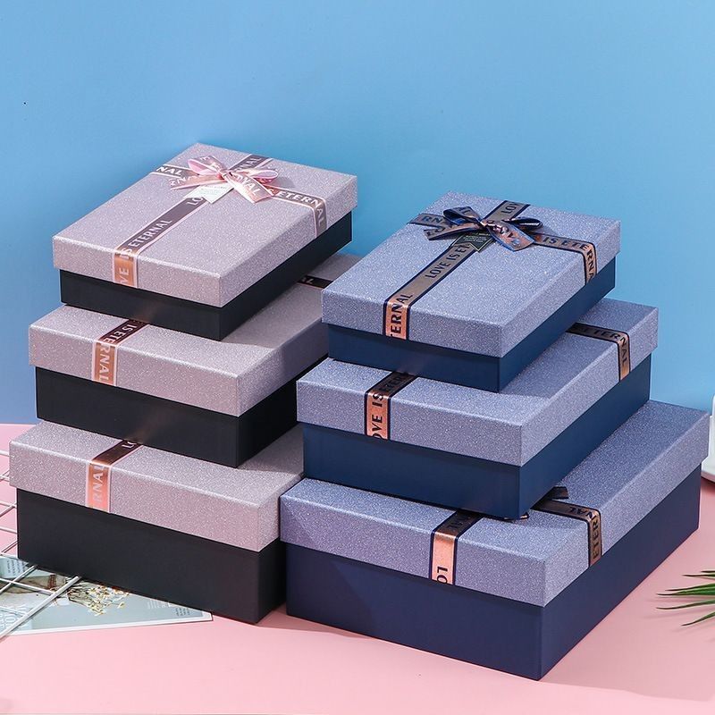 Ribbon Bow Tie Gift Box Packaging Lid And Base Luxury Gift Paper Packaging Boxes