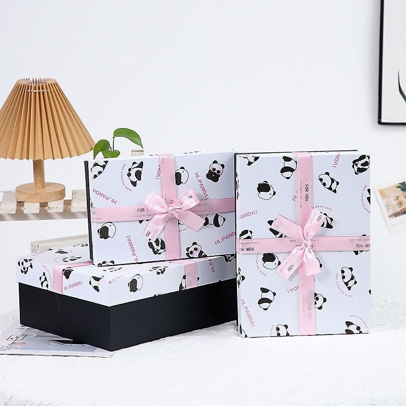 Ribbon Bow Tie Gift Box Packaging Lid And Base Luxury Gift Paper Packaging Boxes