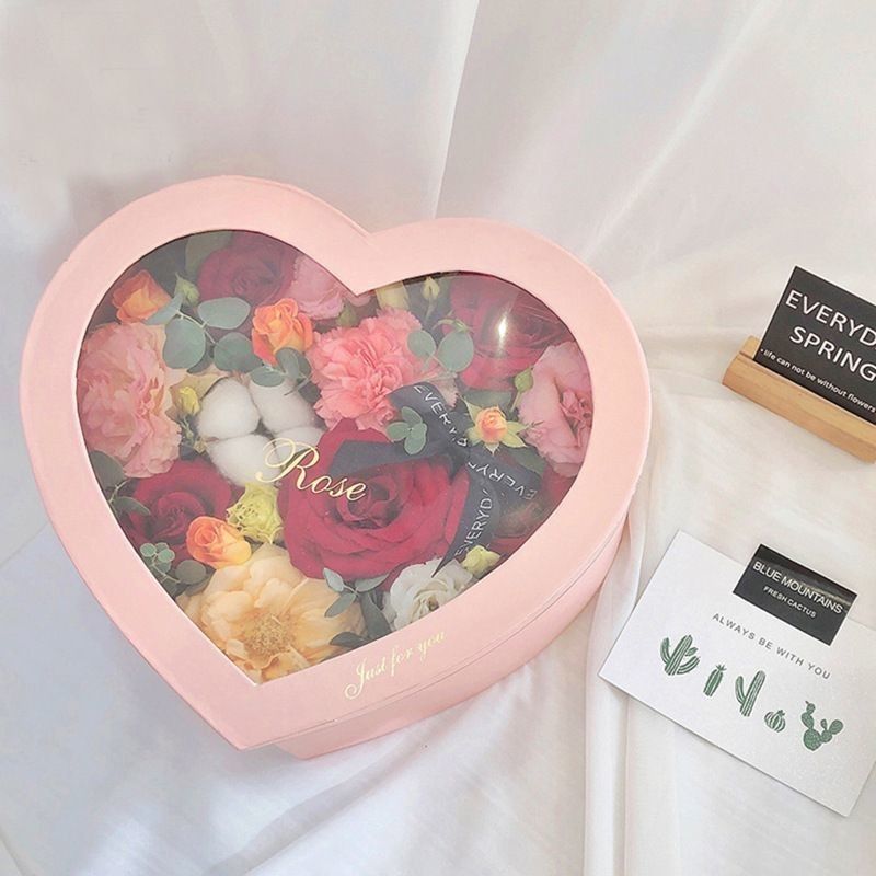 Offset Printing Cardboard Heart Shaped Flower Box Paper Packaging Gift Box For Flowers