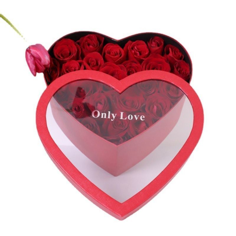 Offset Printing Cardboard Heart Shaped Flower Box Paper Packaging Gift Box For Flowers