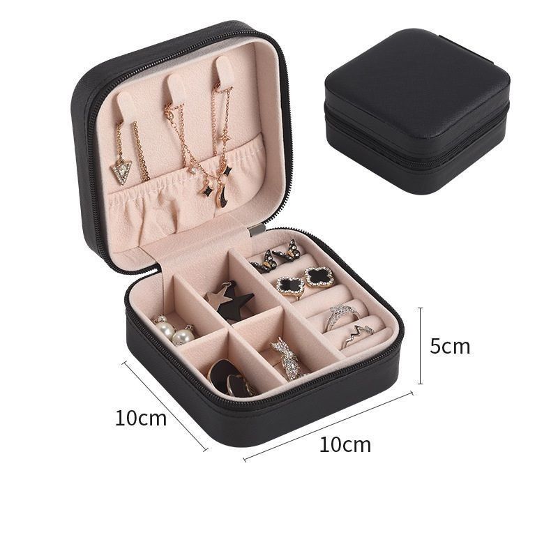 Square Jewelry Set Gift Box Mini Box for Women Girls Fashion Solid Luxury Portable PU Leather PVC Cardboard