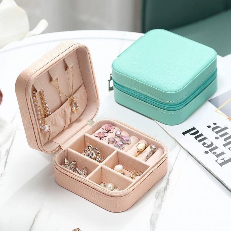 Square Jewelry Set Gift Box Mini Box for Women Girls Fashion Solid Luxury Portable PU Leather PVC Cardboard