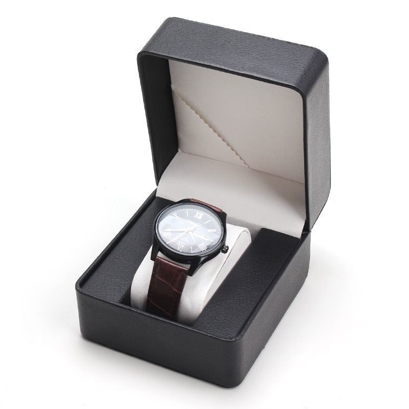 Handmade PU Leather Watch Jewelry Storage Box with Custom Logo and Lined Interior
