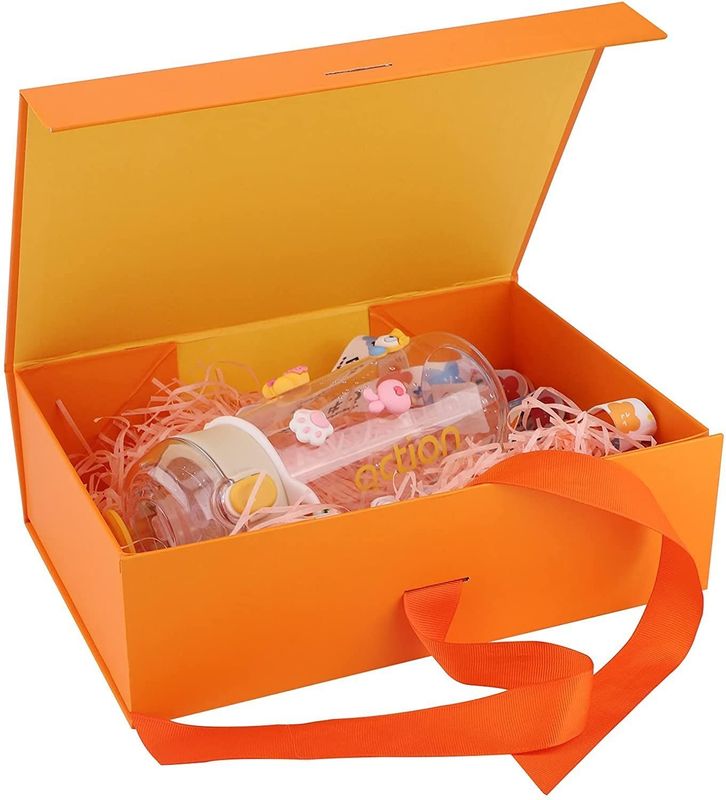 Foldable Magnetic Gift Box With Ribbon Rigid Cardboard Packaging Box For Perfume Soap Mug