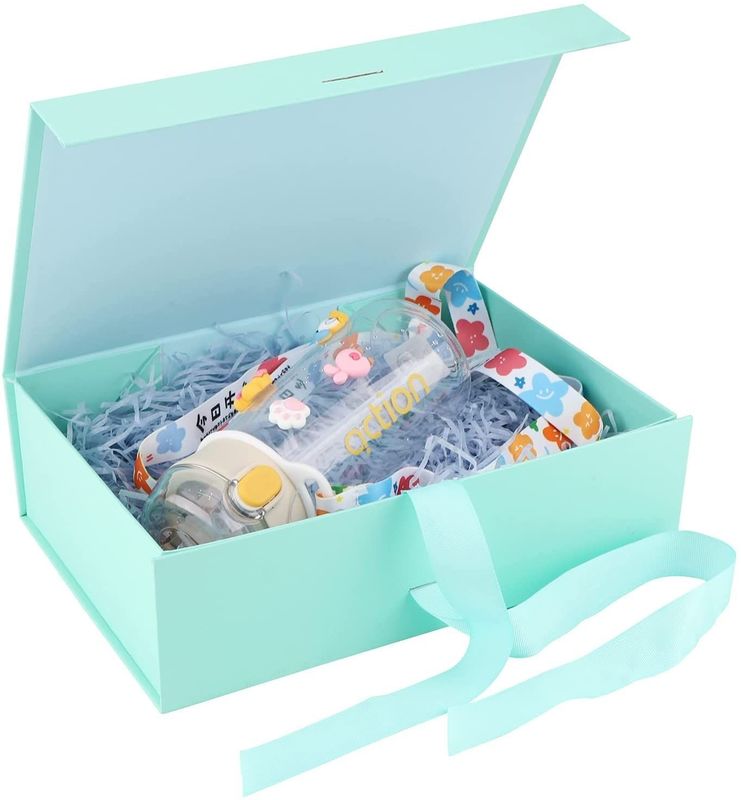 Foldable Magnetic Gift Box With Ribbon Rigid Cardboard Packaging Box For Perfume Soap Mug