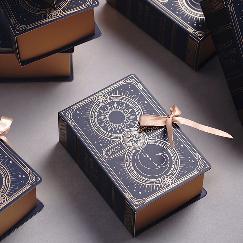 Book Type Magnetic Clousre Paper Packaging Gift Box With Ribbon Custom Logo Printed