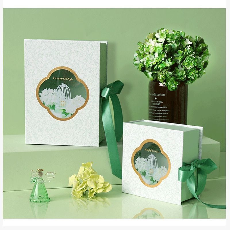 Book Type Magnetic Clousre Paper Packaging Gift Box With Ribbon Custom Logo Printed
