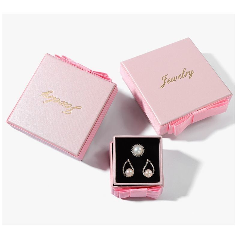 Pink Color Jewelry Gift Box Eco Friendly Hot Stamping Luxury Paper Packaging Box