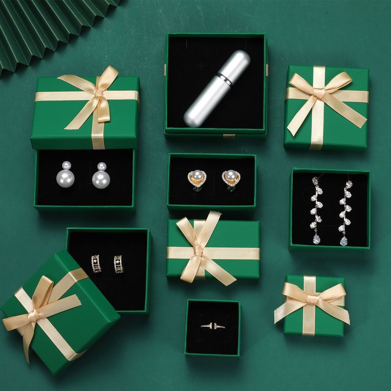 Hot Stamping Paper Jewelry Boxes Bow Tie Lid And Base Cardboard Paper Packaging Gift Box