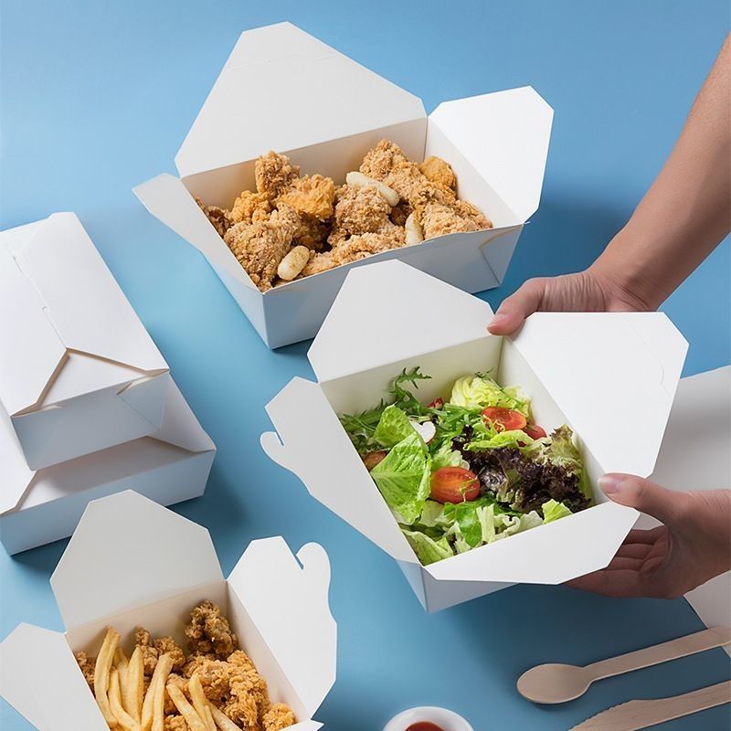 White Cardboard Customized Gift Box Paper Fast Food Packaging Box For Restaurant Snacks