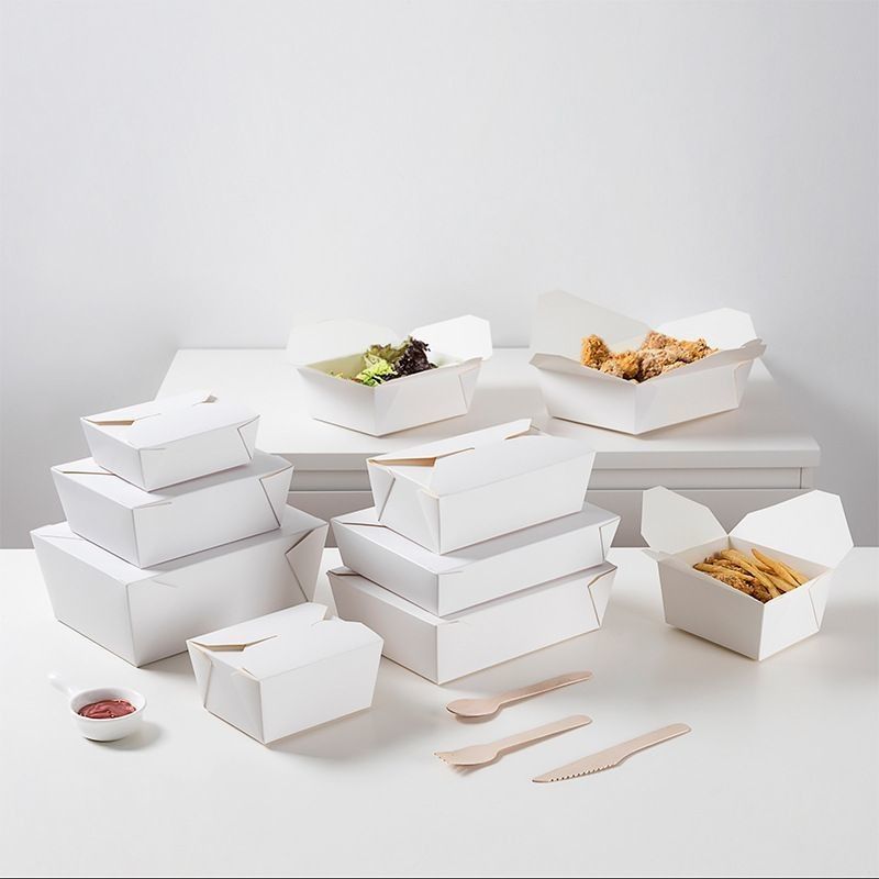 White Cardboard Customized Gift Box Paper Fast Food Packaging Box For Restaurant Snacks