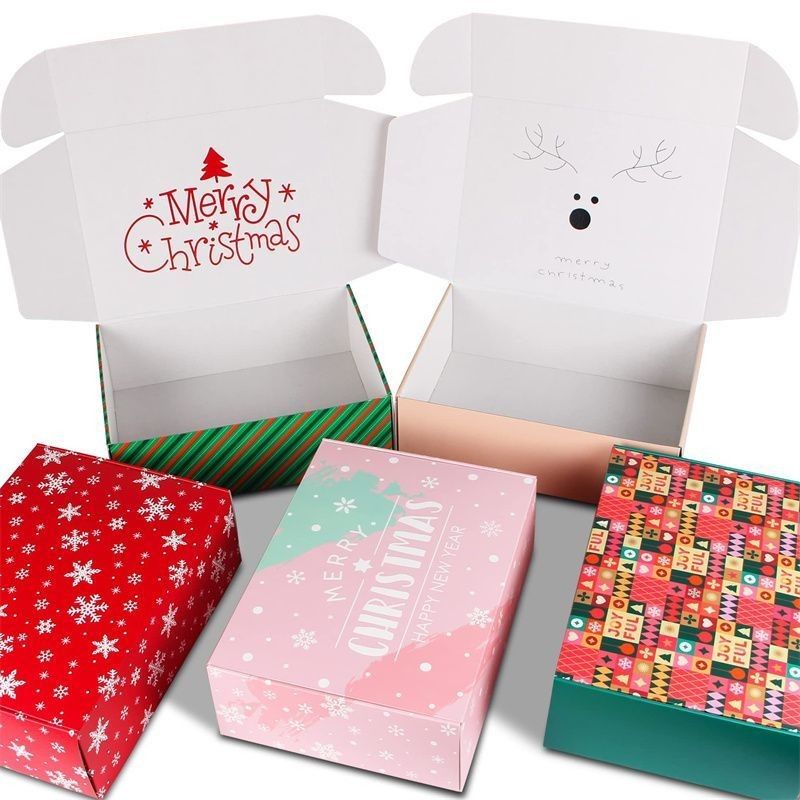 Folding Folded Shipping Custom Printed Christmas Gift Kraft Paper Corrugated Mailer Box for Cosmetic and Food Packing