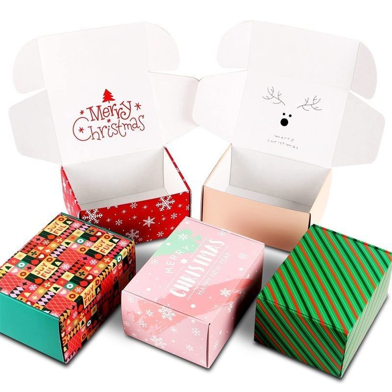 Folding Folded Shipping Custom Printed Christmas Gift Kraft Paper Corrugated Mailer Box for Cosmetic and Food Packing