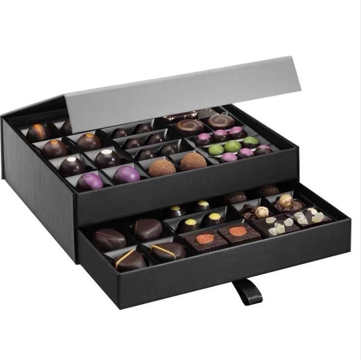 Black Art Paper Customized Gift Box Magnetic Packaging Boxes For Food And Candy