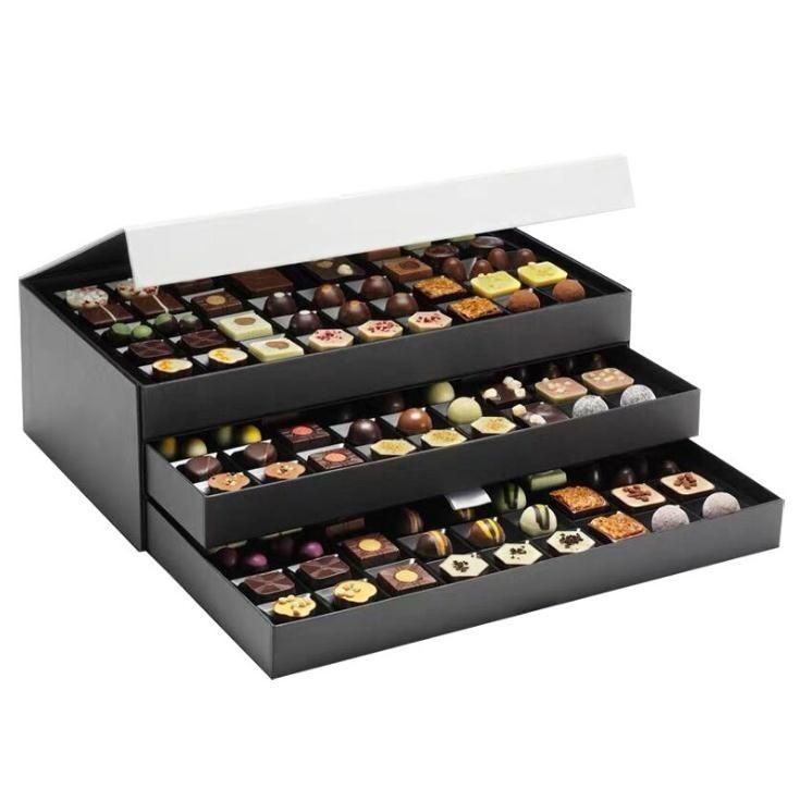 Black Art Paper Customized Gift Box Magnetic Packaging Boxes For Food And Candy