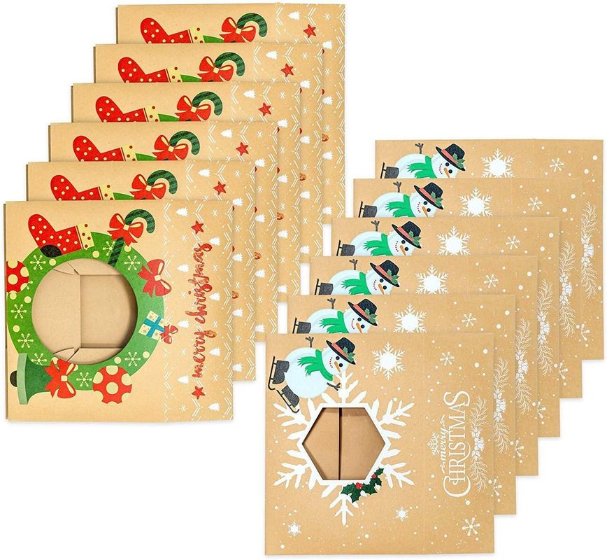 Kraft Foldable Christmas Gift Box Packaging For Chocolate Cake Bakery Dessert Food Stock