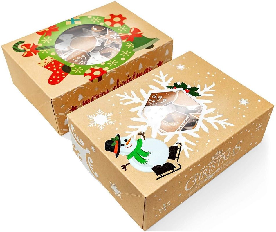 Kraft Foldable Christmas Gift Box Packaging For Chocolate Cake Bakery Dessert Food Stock