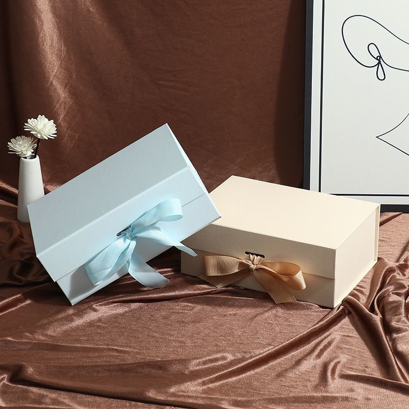 Make up Cosmetics Shirts Shoes Packaging Foldable Custom Logo Storage Box with Ribbon and Logo Printing