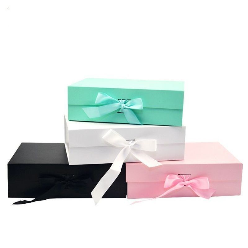 Make up Cosmetics Shirts Shoes Packaging Foldable Custom Logo Storage Box with Ribbon and Logo Printing
